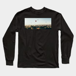 Hot-Air Balloons Flying Over Bagan Pagodas in Myanmar (Burma) Long Sleeve T-Shirt